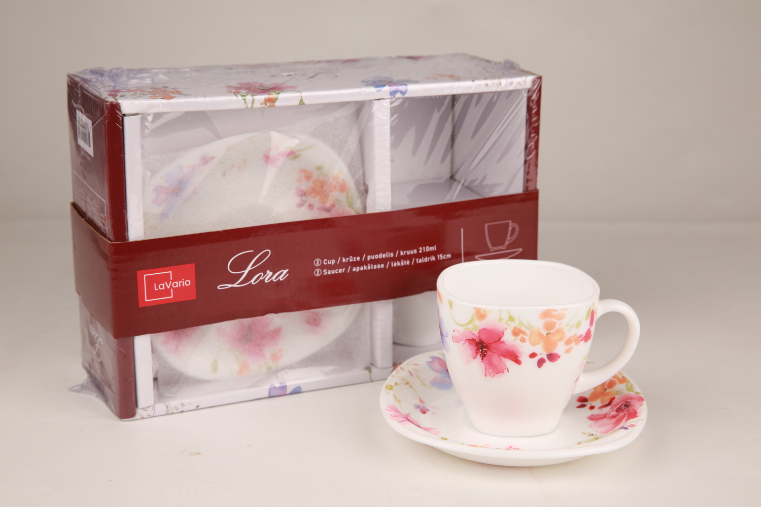 KOMPLEKTS tase 210ml ar apakštasi 1:2 OPALSTIKLS VB-2